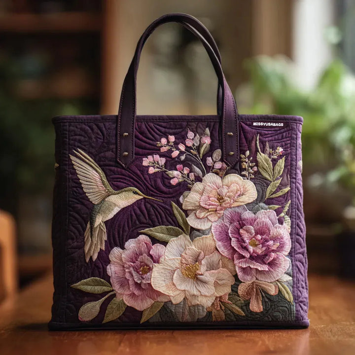 Artisan Quilted Bag - Featuring Hummingbirds and Orchids