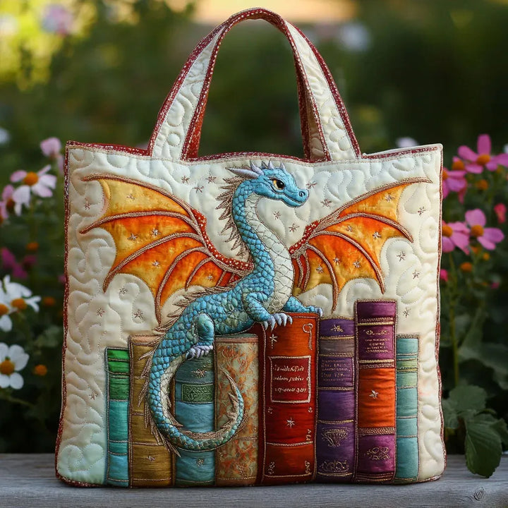 Emerald Dragon Quilted Tote Bag - Keeper of Books