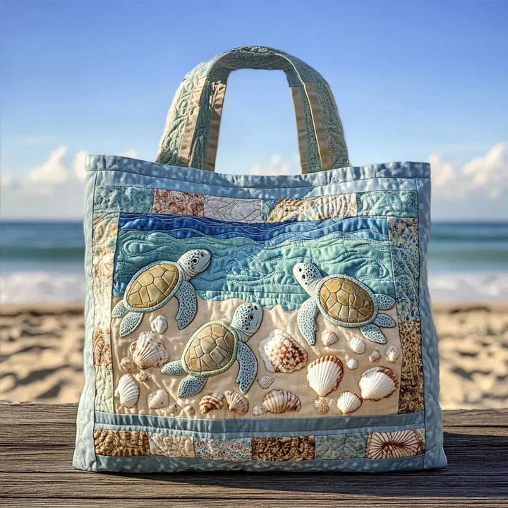 Handcrafted Quilted Tote - Sea Turtle Design