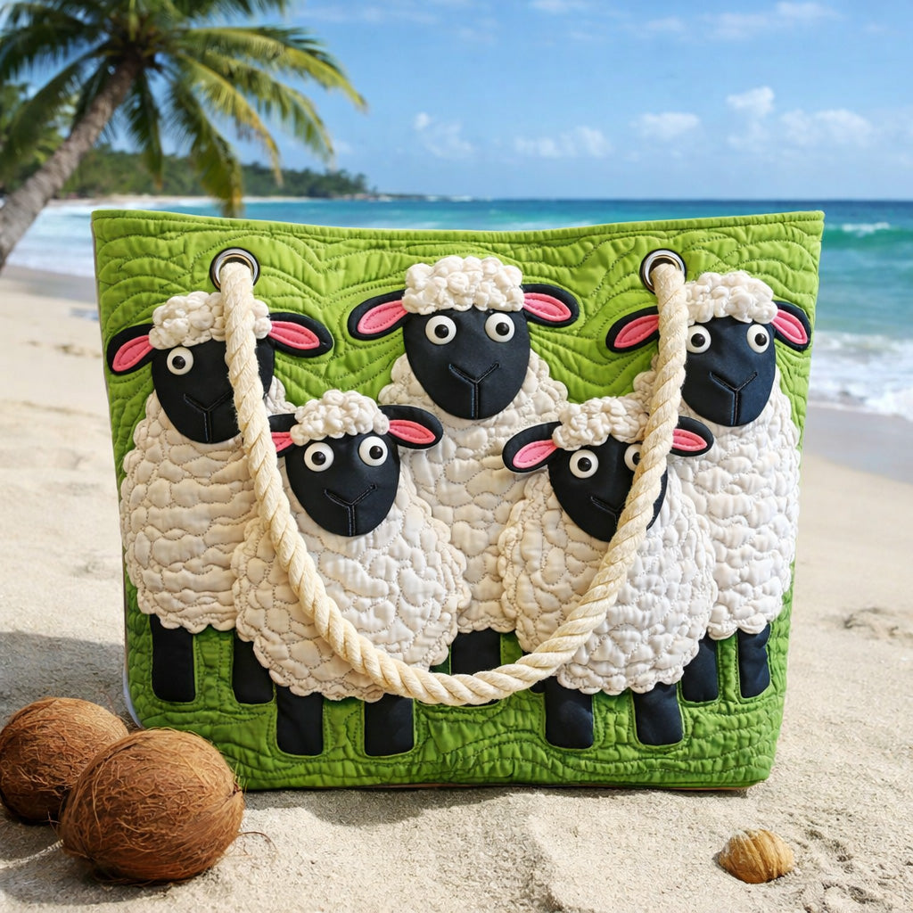 Artisan Beach Tote Featuring Sheep Design