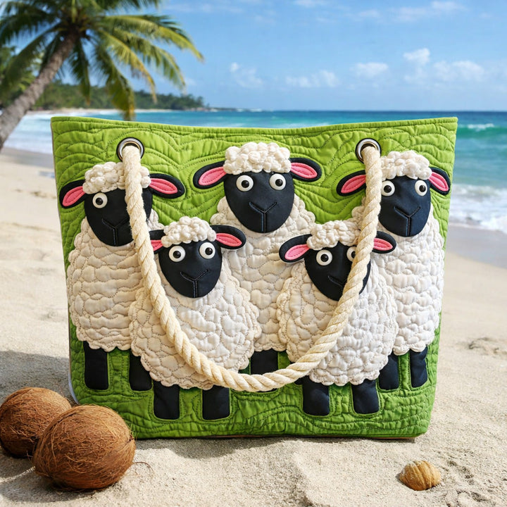 Artisan Beach Tote Featuring Sheep Design