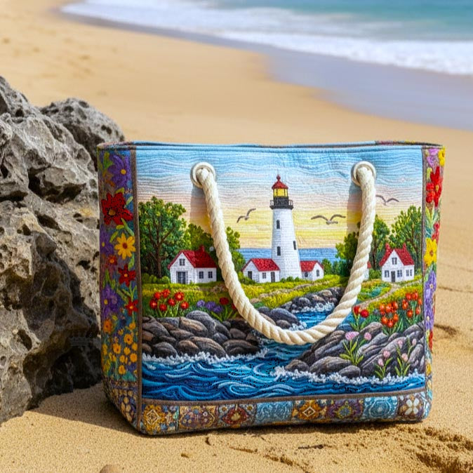 Artisan Beach Tote | Lighthouse Glow Design
