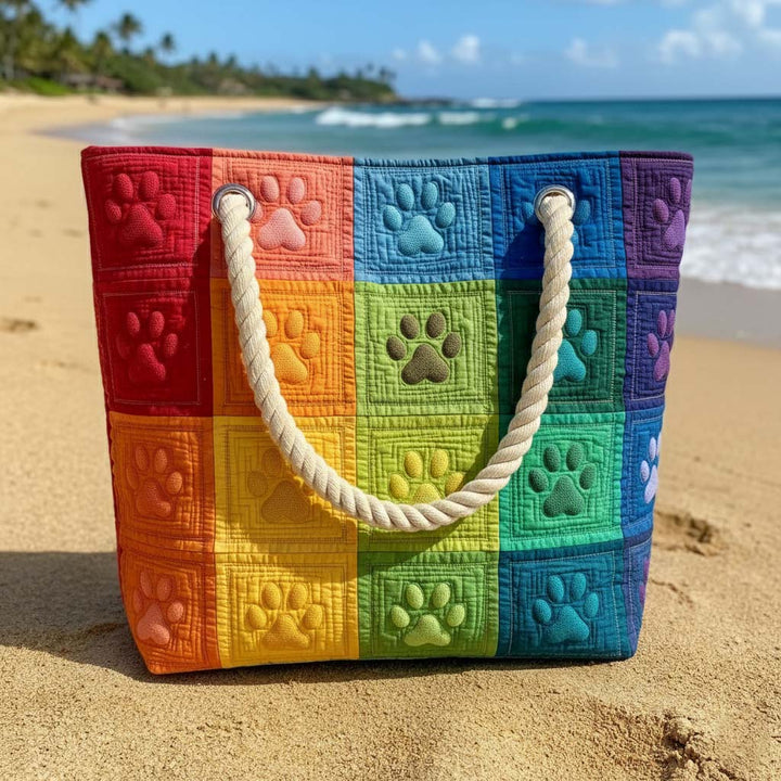 Artisan Beach Tote | Unique Footprint Pattern
