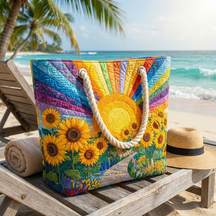 Rainbow Sun Handmade Beach Tote