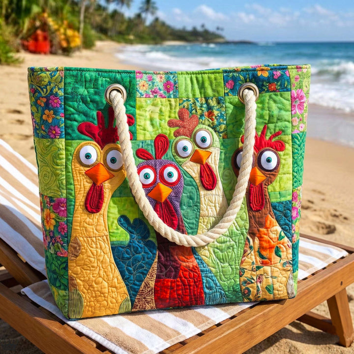Quirky Chicken Design Sand Beach Tote