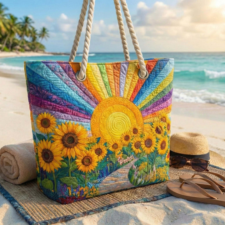 Rainbow Sun Handmade Beach Tote