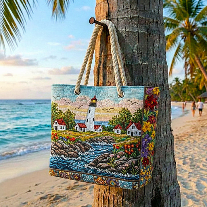 Artisan Beach Tote | Lighthouse Glow Design