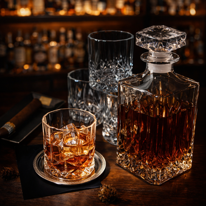 Whiskey Glass Set - Elegant Glass and Tumbler Duo