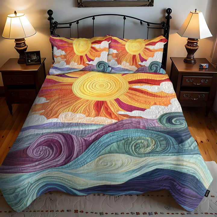 3-Piece Solar Charm Quilted Bed Set