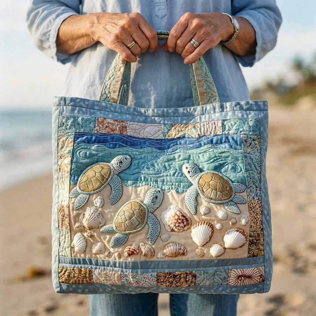 Handcrafted Quilted Tote - Sea Turtle Design