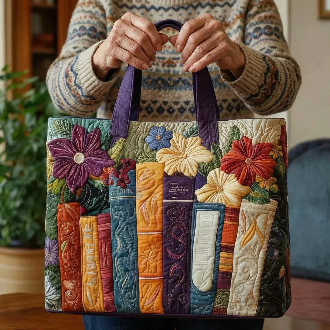 Book Lovers' Quilted Tote Bag