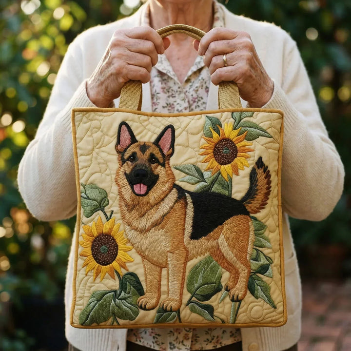 Floral Artisan Bag featuring German Shepherd Design